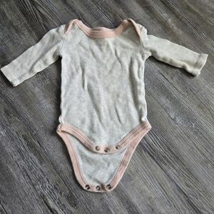 3-6M Girls Cozy Cream and Pink Kids One Piece